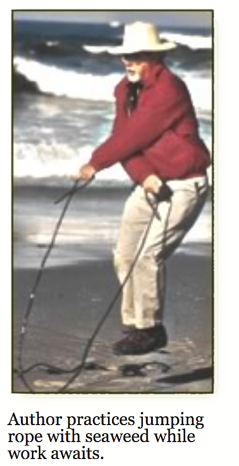 professor skipping rope with seaweed